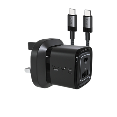 32W Dual Port USB-C & USB-A Charging Kit with USB-C to USB-C Cable  (Gan III)