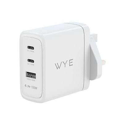 GaN 100W Dual USB-C & a USB-A Ports Power Adaptor with USB-C to USB-C 2m Cable